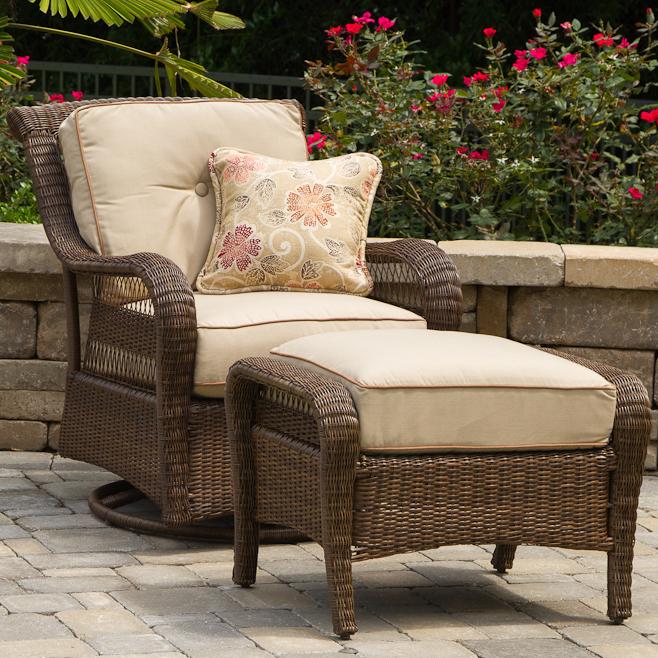 Apricity Outdoor Pinehurst Steel Woven Swivel Glider and Ottoman with